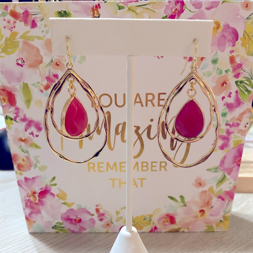 Cherry Quartz Gold Plated Dangle Earrings